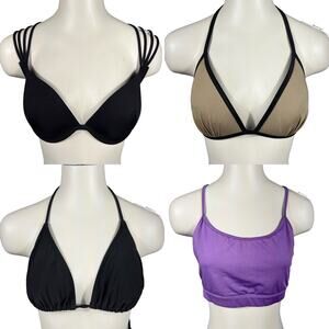 4 Tops Large (3 Bikini 1 Sports Bralette) Black Tan Purple H&M Old Navy Ziane